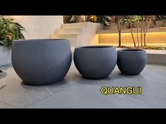 Planteador de flores redondo de arcilla de fibra azul duradero con drenaje