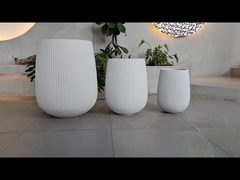 Jardín redondo de fibra de arcilla macetas de mano talladas 10 pulgadas