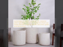 plantación de arcilla de fibra redonda beige neutral con patrón a cuadros ligero duradero de bajo mantenimiento florero de vacaciones Villa hotel centro comercial decoración de oficinas jardín proyecto de paisajismo