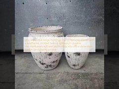 Jardinera de arcilla de fibra gris con algunas motas beige, con una textura desgastada y moteada, ligera, duradera, de bajo mantenimiento, maceta para flores, decoración de villa vacacional, oficina, proyecto de paisajismo de jardín