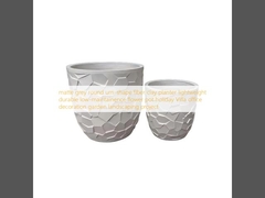 plantación de arcilla de fibra en forma de urna de color gris mate redondo de bajo mantenimiento de peso ligero y duradero florero de vacaciones Villa decoración de oficinas proyecto de jardín