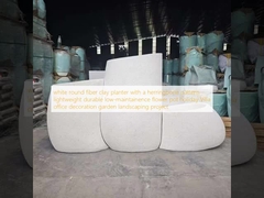 maceta redonda de fibra de arcilla blanca con un patrón de espiga, ligera, duradera, de bajo mantenimiento, maceta para flores, decoración de villa vacacional, oficina, proyecto de paisajismo de jardín