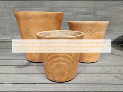 tejidos mini tejidos tono marrón tierra cálido patrón punteado texturizado maceta redonda de fibra de arcilla ligera duradera de bajo mantenimiento maceta de flores decoración de vacaciones Villa oficina proyecto de paisajismo de jardín
