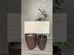 bronce - tonalidad marrón con onda fluida irregular alrededor de fibra de arcilla maceta ligera duradera de bajo mantenimiento maceta de flores decoración de oficina Villa de vacaciones Proyecto de paisajismo de jardines en la azotea