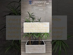 Botes de flores blancas únicas: texturas horizontales de anillos apilados rectangulares de fibra de arcilla de plantación de peso ligero de vacaciones duraderas Villa de oficina decoración de tejado Jardines proyecto de paisajismo