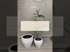 Maceteros blancos únicos: Diseño distintivo de ladrillo tipo mosaico, maceta redonda de fibra de arcilla, ligera, duradera, de bajo mantenimiento, decoración de oficinas y villas para vacaciones, proyectos de paisajismo en jardines de azotea.