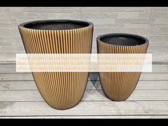 Potes de flores de color dorado - marrón únicos: patrones de rayas distintivos plantación redonda de arcilla de fibra ligera durable de bajo mantenimiento de vacaciones decoración de oficinas de villas Proyecto de paisajismo de jardines en la azotea
