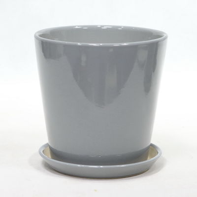 comprar Plantación cerámica interior redonda gris brillante con drenaje online manufacture