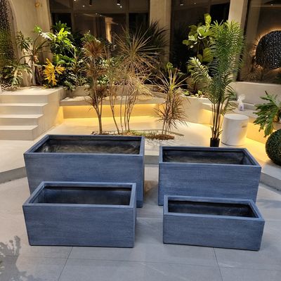 comprar Planteadores al aire libre de arcilla de fibra verde con forma rectangular y maceta resistente a la helada online manufacture