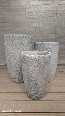 comprar Geométrico agrietado - como diseño gris redondo de fibra de arcilla Planter patrón de mosaico online manufacture