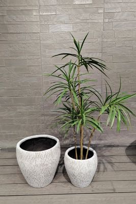 comprar Diseño de mosaico blanco como ladrillo Fibra de arcilla redonda Pot de flores Villa ligera Proyecto de oficina online manufacture