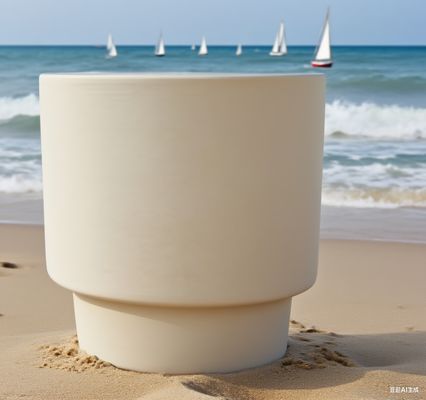 comprar diseño arquitectónico de jardinería con maceta redonda de fibra de arcilla de dos capas beige claro para exteriores online manufacture