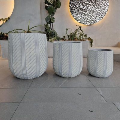 Planteras de flores de fibra de arcilla resistentes al agua y al fuego con diseño moderno de tallado a mano