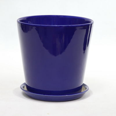 Potes cerámicos azules ligeros con drenaje