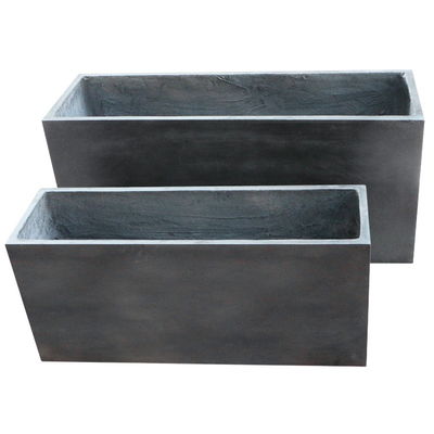 Planta de arcilla de fibra rectangular mate con agujeros de drenaje