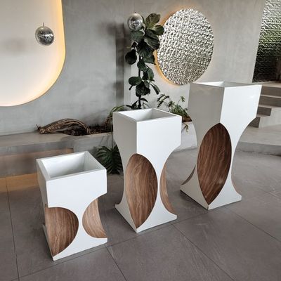 Potes de flores de fibra de vidrio de resina rectangular para centros comerciales