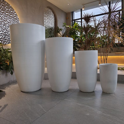 Superficies suaves de fibra de arcilla macetas de flores para flores y plantas verdes