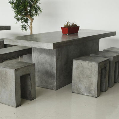Silla de cocina rectangular Conjunto de hormigón GRC mesa de comedor con banco