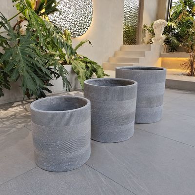 Planta de fibra de arcilla D300*H270 con agujeros de drenaje