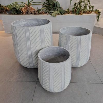 Planta de tierra de fibra de arcilla redonda de superficie texturizada D480*H480 para arreglos de plantas elegantes