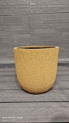Decoración de interiores Planta de fibra de arcilla con superficie de textura y sin agujeros de drenaje