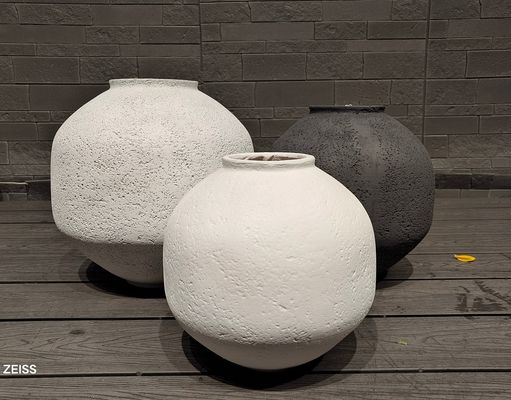 Jardinera de arcilla de fibra personalizada y orificios de drenaje resistentes a las heladas