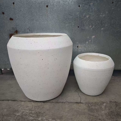 blanco mate salpicado de manchas pequeñas y oscuras plantación redonda de arcilla de fibra de peso ligero duradero de bajo mantenimiento maceta de flores vacaciones Villa decoración de oficinas proyecto de jardín paisajismo