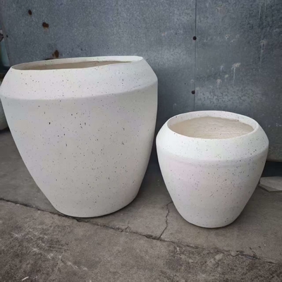 blanco mate salpicado de manchas pequeñas y oscuras plantación redonda de arcilla de fibra de peso ligero duradero de bajo mantenimiento maceta de flores vacaciones Villa decoración de oficinas proyecto de jardín paisajismo