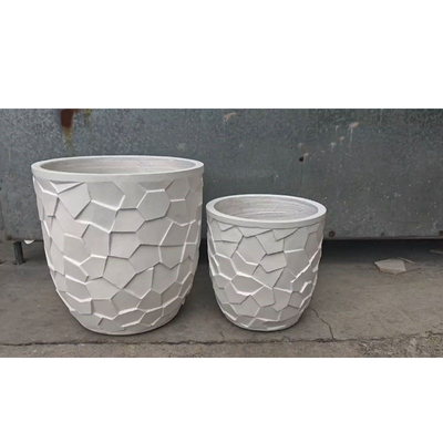 plantación de arcilla de fibra redonda blanca con patrón de mosaico poligonal irregular de peso ligero duradero de bajo mantenimiento maceta de flores de vacaciones Villa de oficina de decoración proyecto de jardín de jardinería