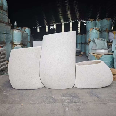 maceta de arcilla de fibra redonda irregular blanca extra grande con contornos curvos y fluidos, ligera, duradera, de bajo mantenimiento, maceta para flores, decoración de oficina de Villa vacacional, proyecto de paisajismo de jardín