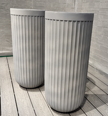 Proyecto de decoración de lujo de plantación de arcilla de fibra redonda de dimensiones lineales grises de tonos fríos